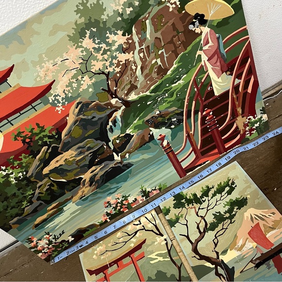 Vintage Wall Decor Vintage Paint By Number Japanese Garden Scene